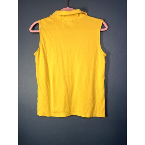 Rafaella Studio Polo Tank Top Butter Yellow Petite Medium Hot Pink taping Ribbed - Picture 2 of 9